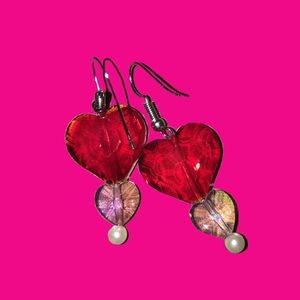 Red and Pink Heart Earrings